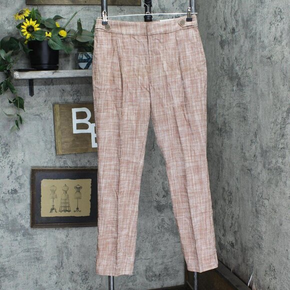 NWT Christopher & Banks Fit High Rise Woven Trousers 5330 16 Brown Red Texture - Picture 1 of 8